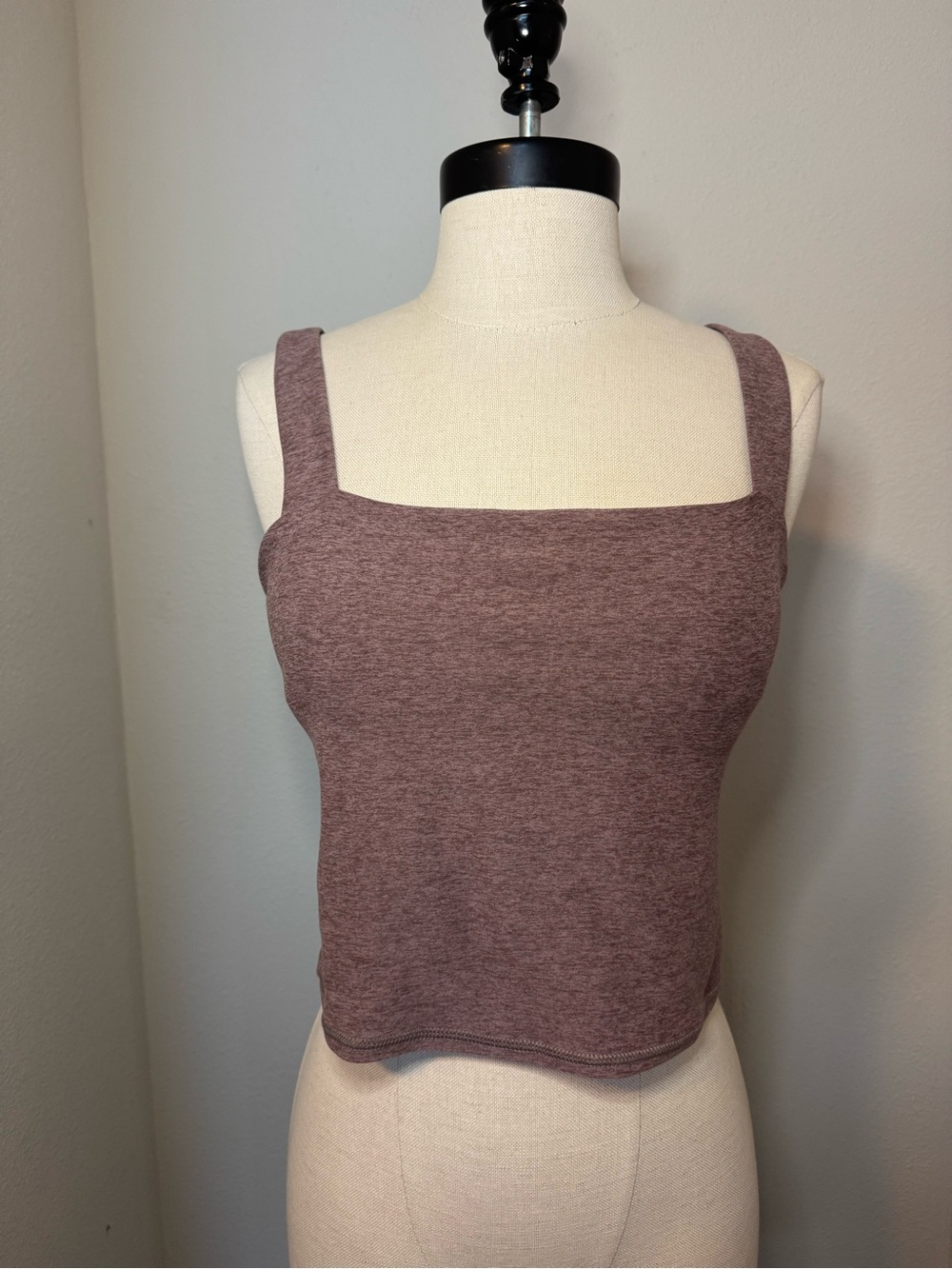 Vuori Elevation Square Neck Tank in a heathered plum